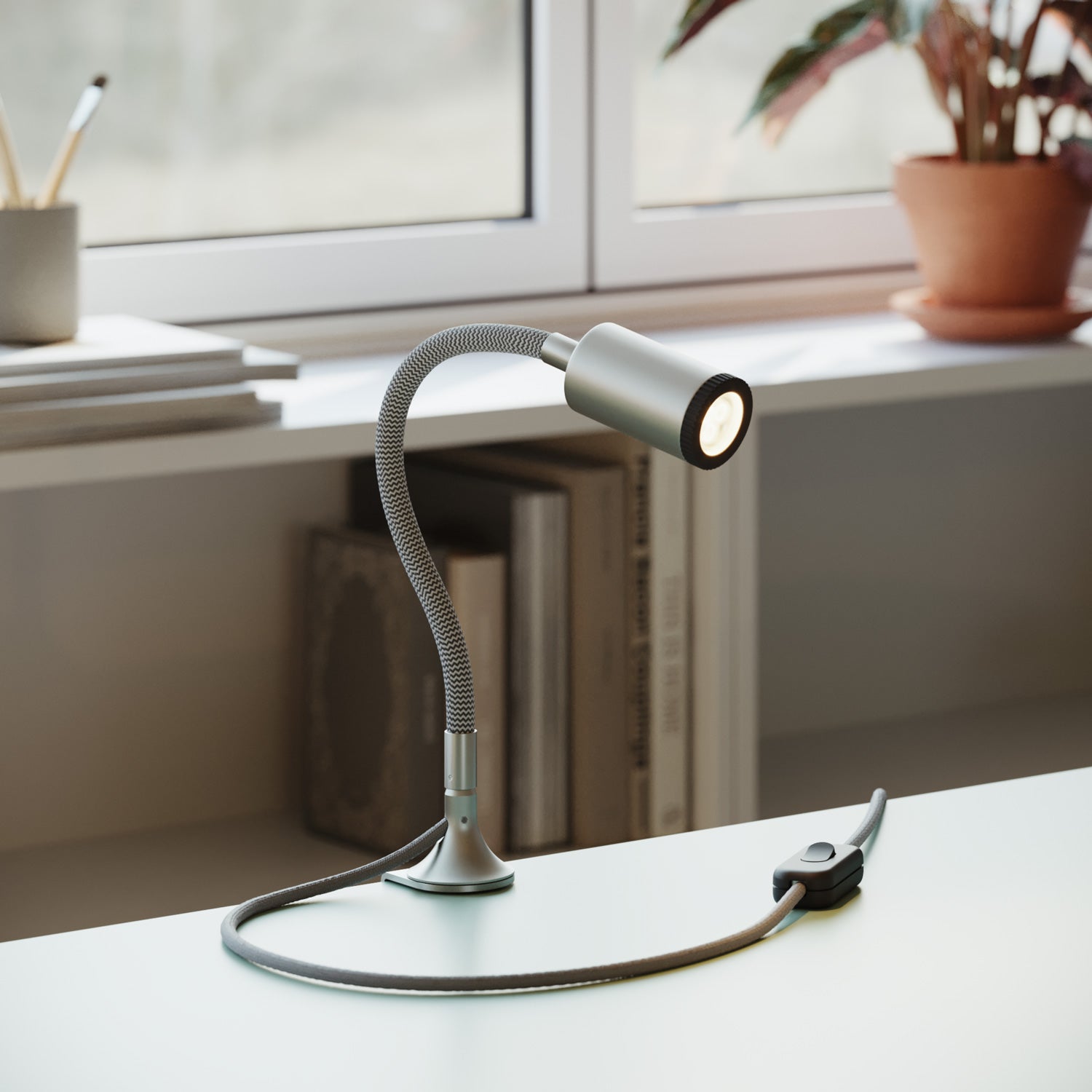 Faretto snodabile MAG - Y con pinza - Titanio satinato - Creative Cables