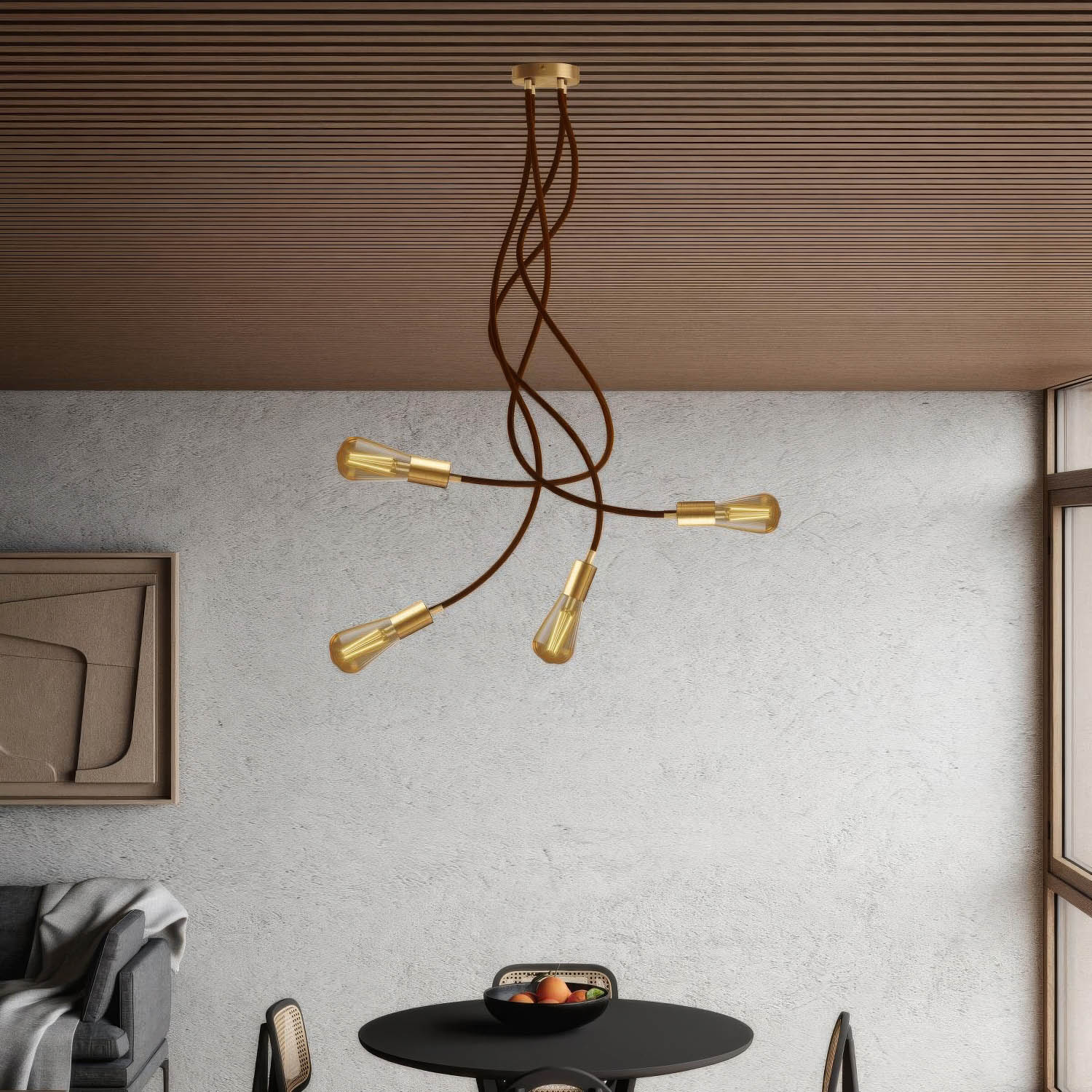 Flex 90 lampada da soffitto snodabile a luce diffusa con lampadina LED ST64 - Bronzo satinato