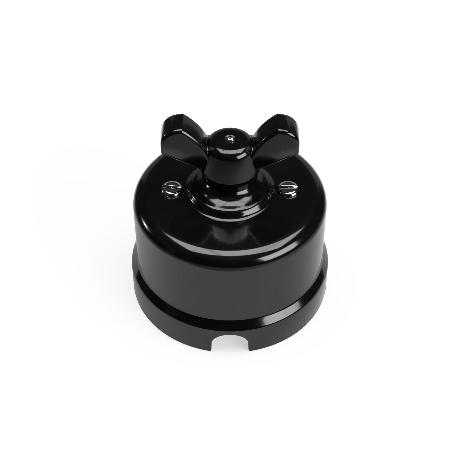 Interruttore/Deviatore in porcellana nero con dado a farfalla Nero