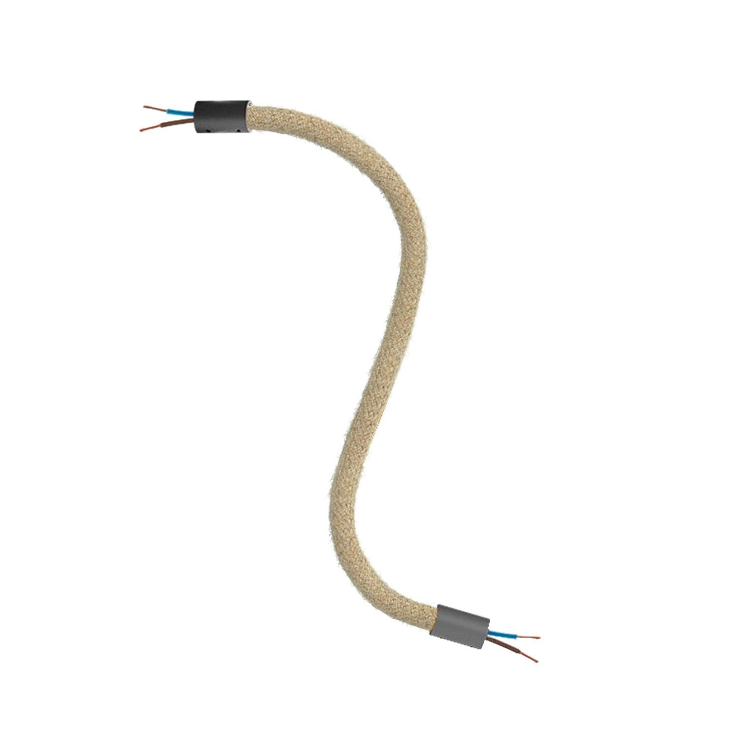 Kit Creative Flex tubo flessibile di estensione rivestito in juta RN06 Neutro con terminali metallici Nero 30 cm