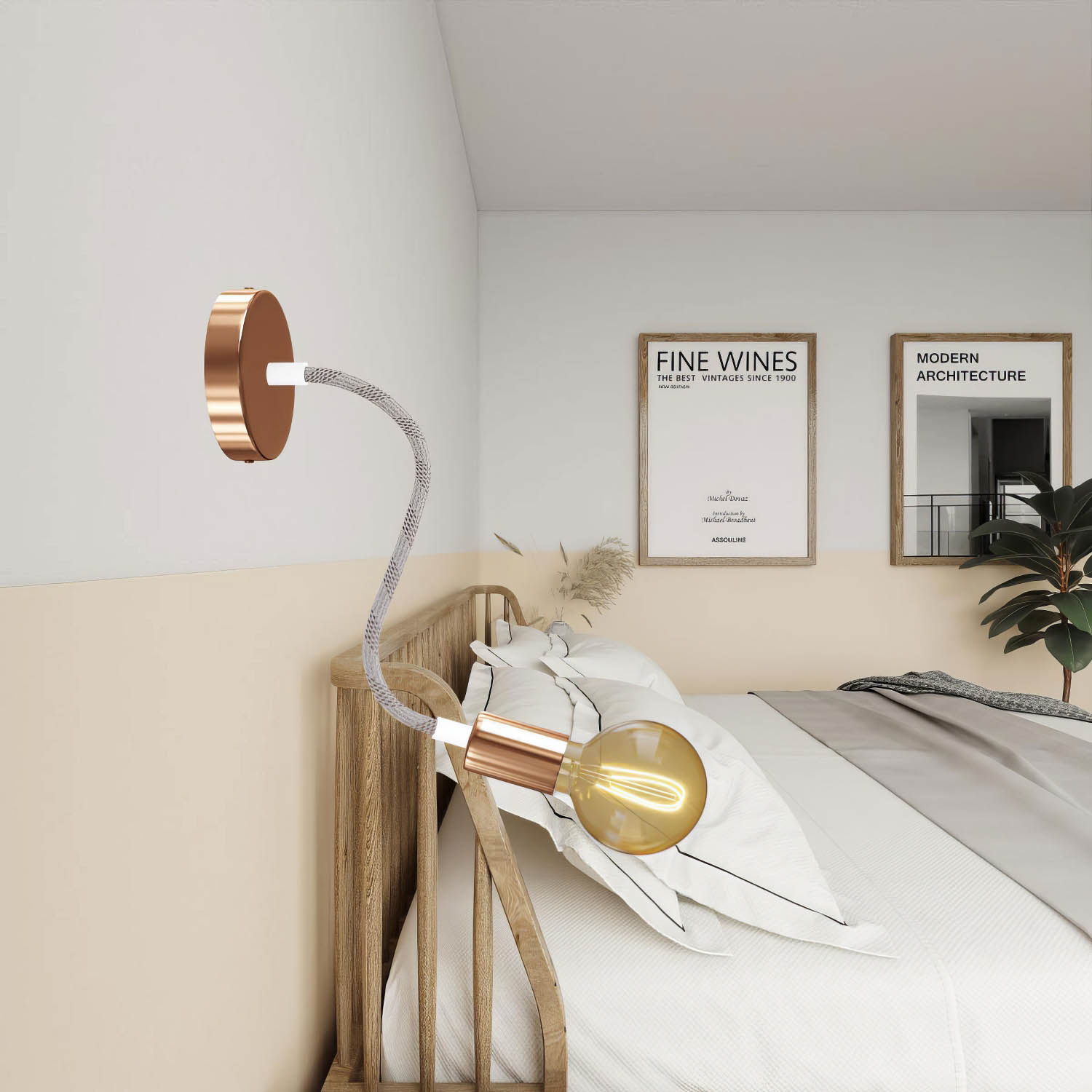 Kit Creative Flex tubo flessibile di estensione rivestito in tessuto RM72 Mèlange chiaro con terminali metallici Bianco opaco 30 cm