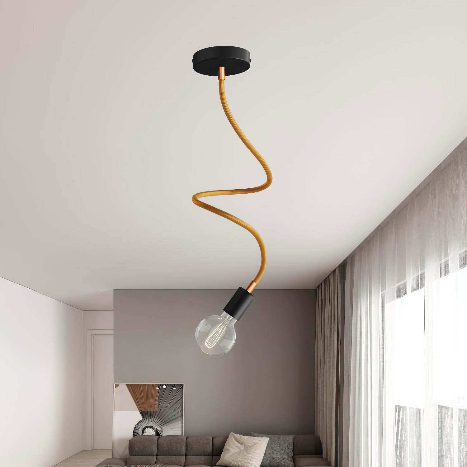 Kit Creative Flex tubo flessibile di estensione rivestito in tessuto RM73 Bronzo con terminali metallici Rame satinato 90 cm