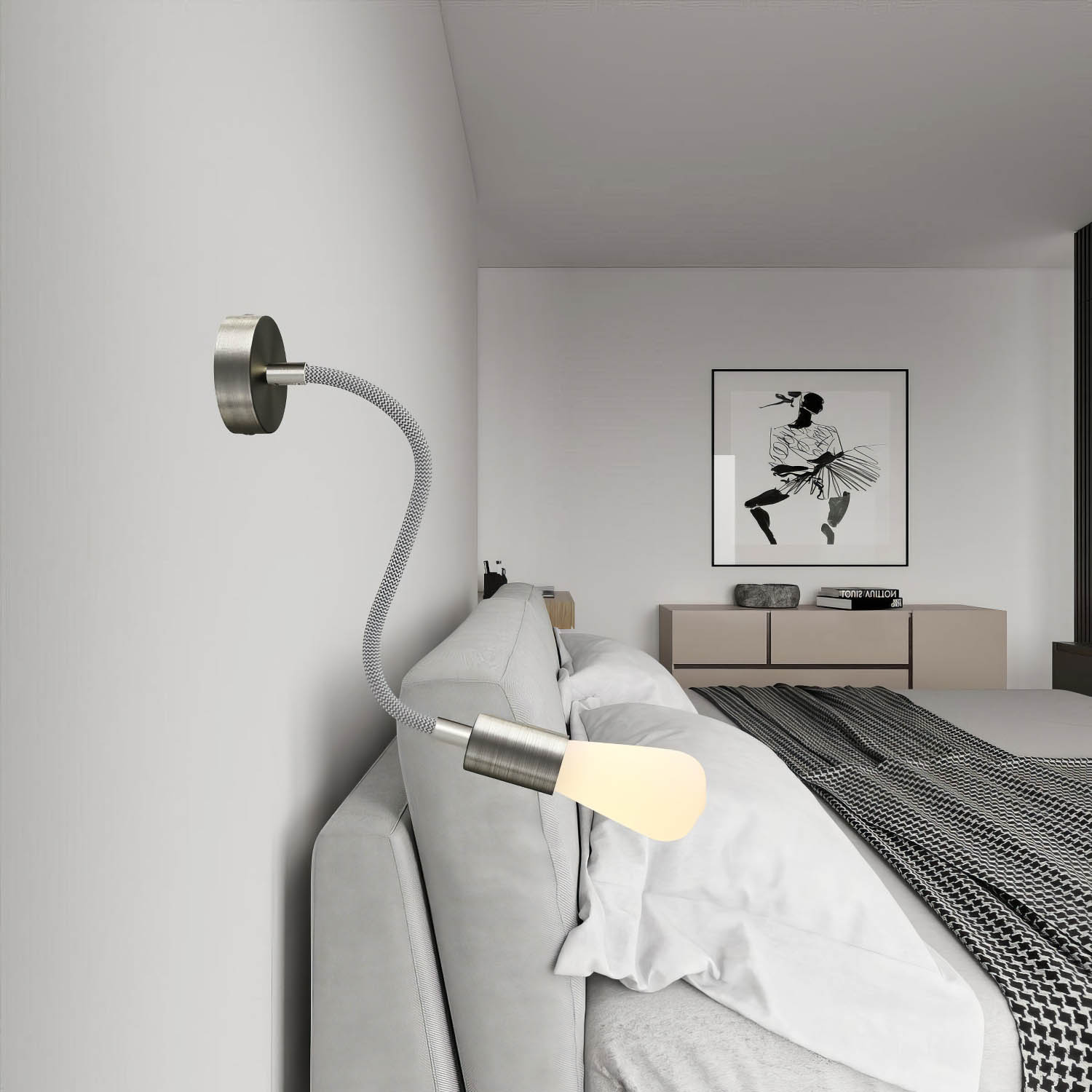 Kit Creative Flex tubo flessibile di estensione rivestito in tessuto RM75 Titanio con terminali metallici Titanio satinato 30 cm