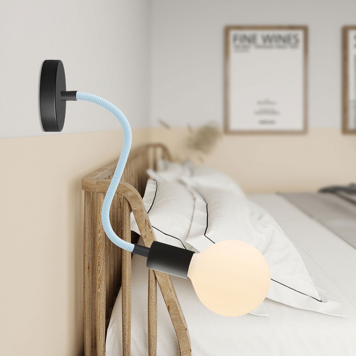 Kit Creative Flex tubo flessibile rivestito in tessuto RM76 Blu carta da zucchero con terminali metallici - Creative Cables