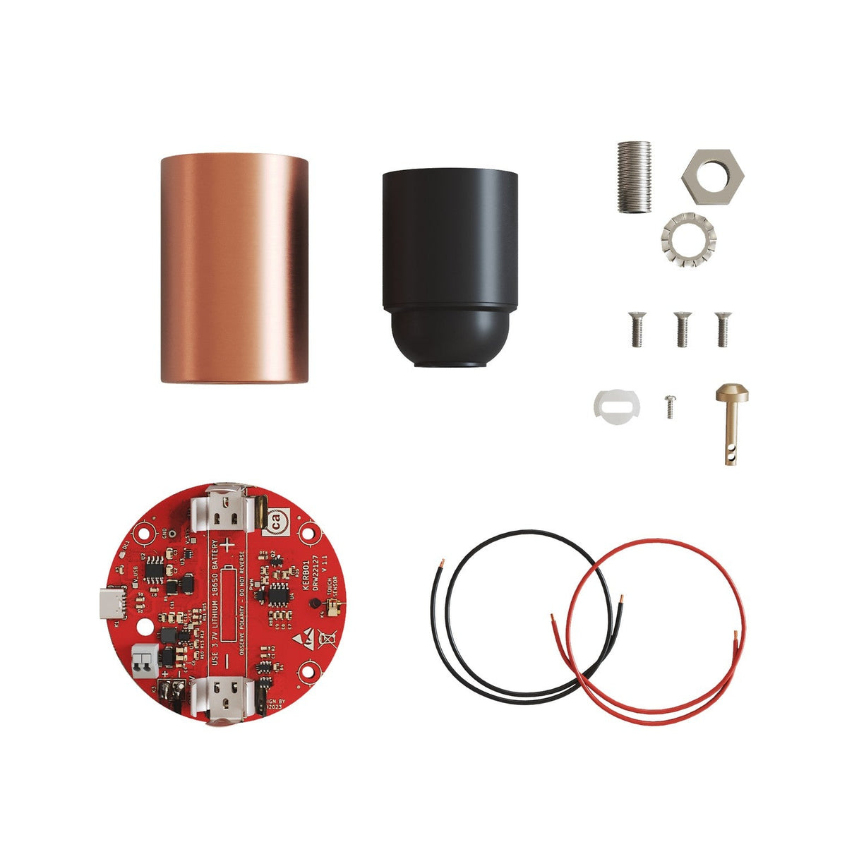Elektronischer Bausatz batteriebetriebene Lampen 5V USB‑C E27 Kupfer