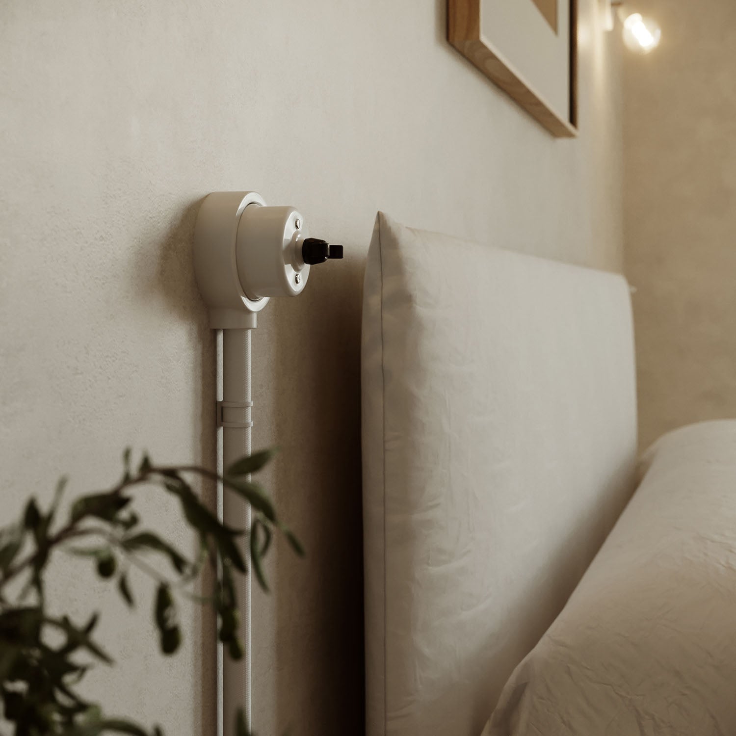 Kit interruttore/deviatore con dado a farfalla e base per Creative-Tubes in porcellana bianca Nero 1