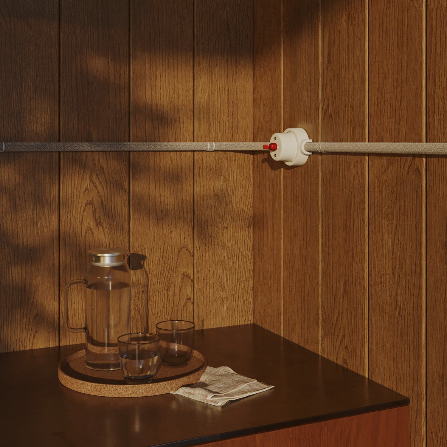 Kit interruttore/deviatore con dado a farfalla e base per Creative-Tubes in porcellana bianca Rosso 2 in linea