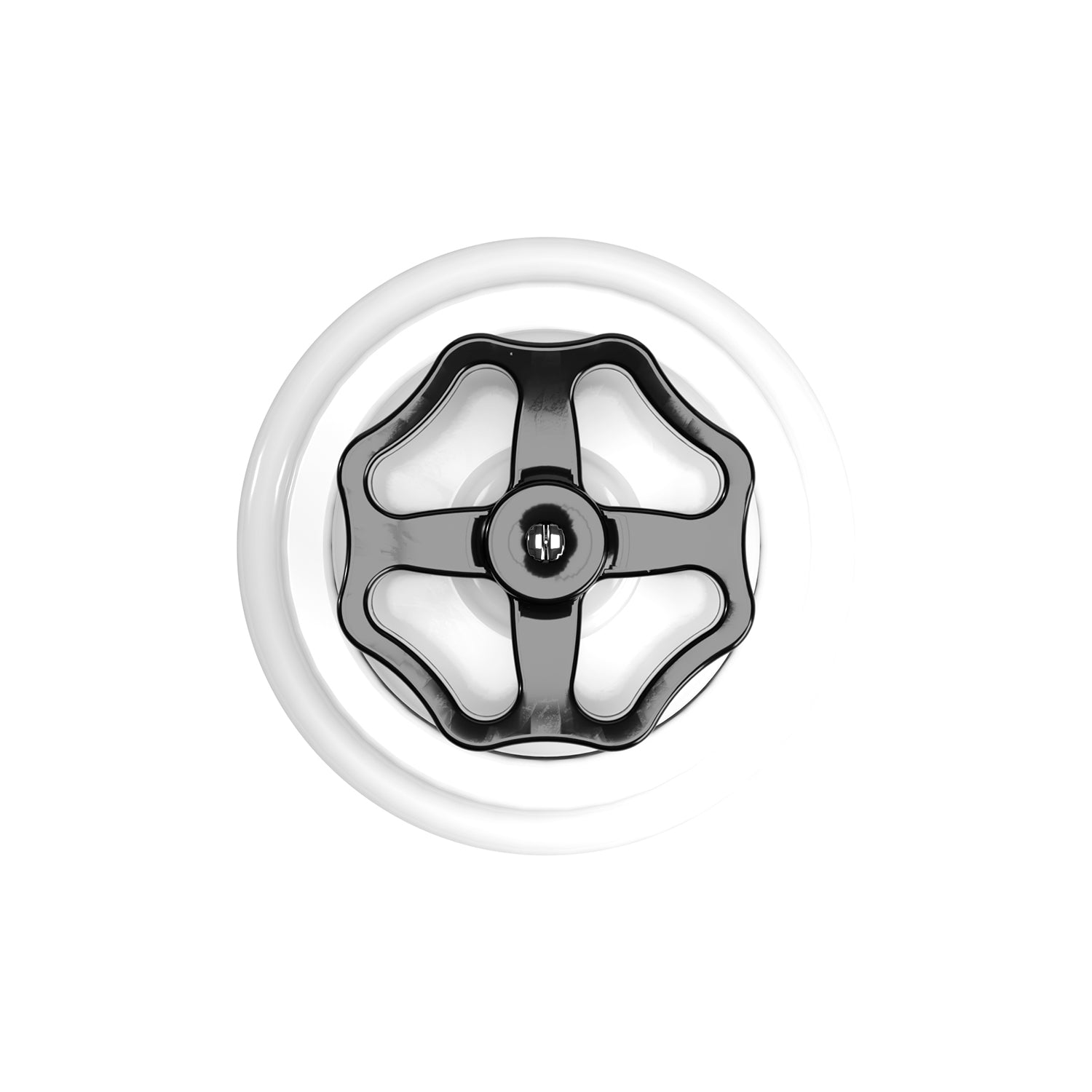 Kit interruttore/deviatore con manopola e base in porcellana bianca Nero