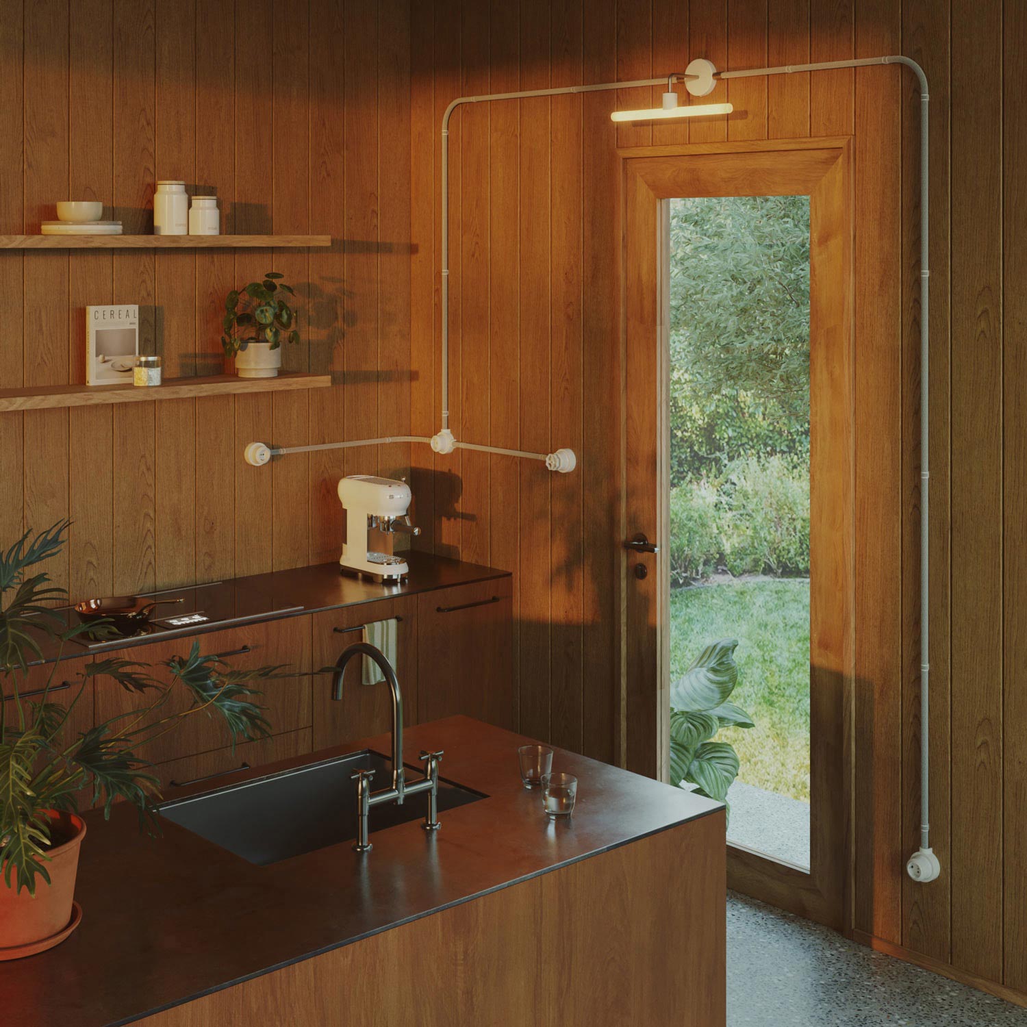 Kit interruttore/deviatore con manopola e base per Creative-Tubes in porcellana bianca Nero 2 in linea