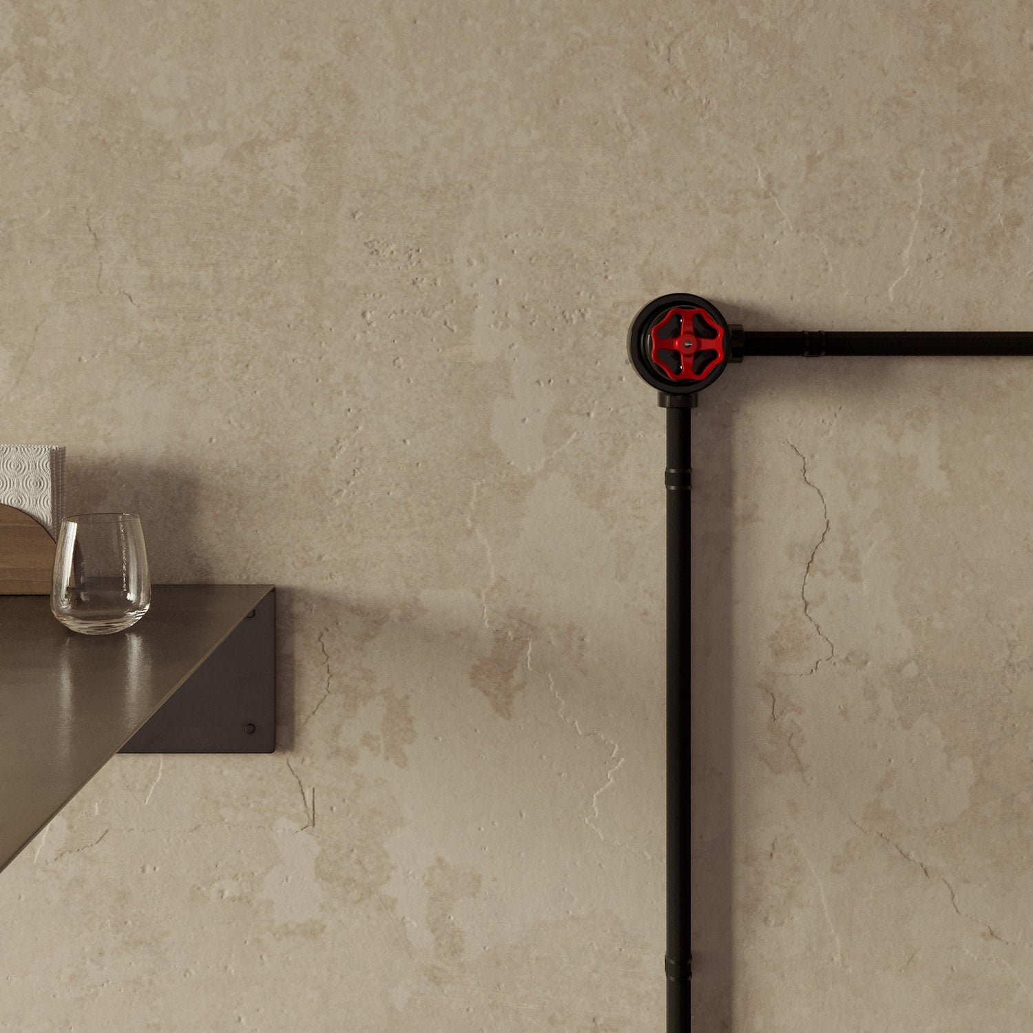 Kit interruttore/deviatore con manopola e base per Creative-Tubes in porcellana nera Rosso 2