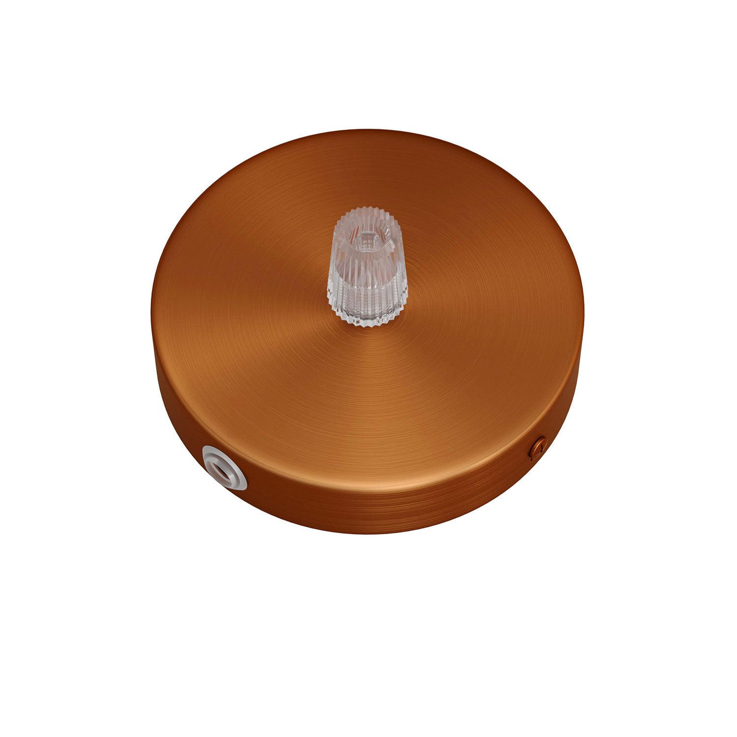 Kit Mini rosone cilindrico in metallo a 1 foro centrale e 2 laterali - Rame satinato Conico