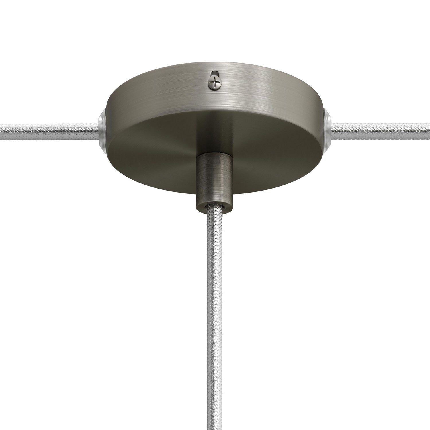 Kit Mini rosone cilindrico in metallo a 1 foro centrale e 2 laterali - Titanio satinato Cilindrico