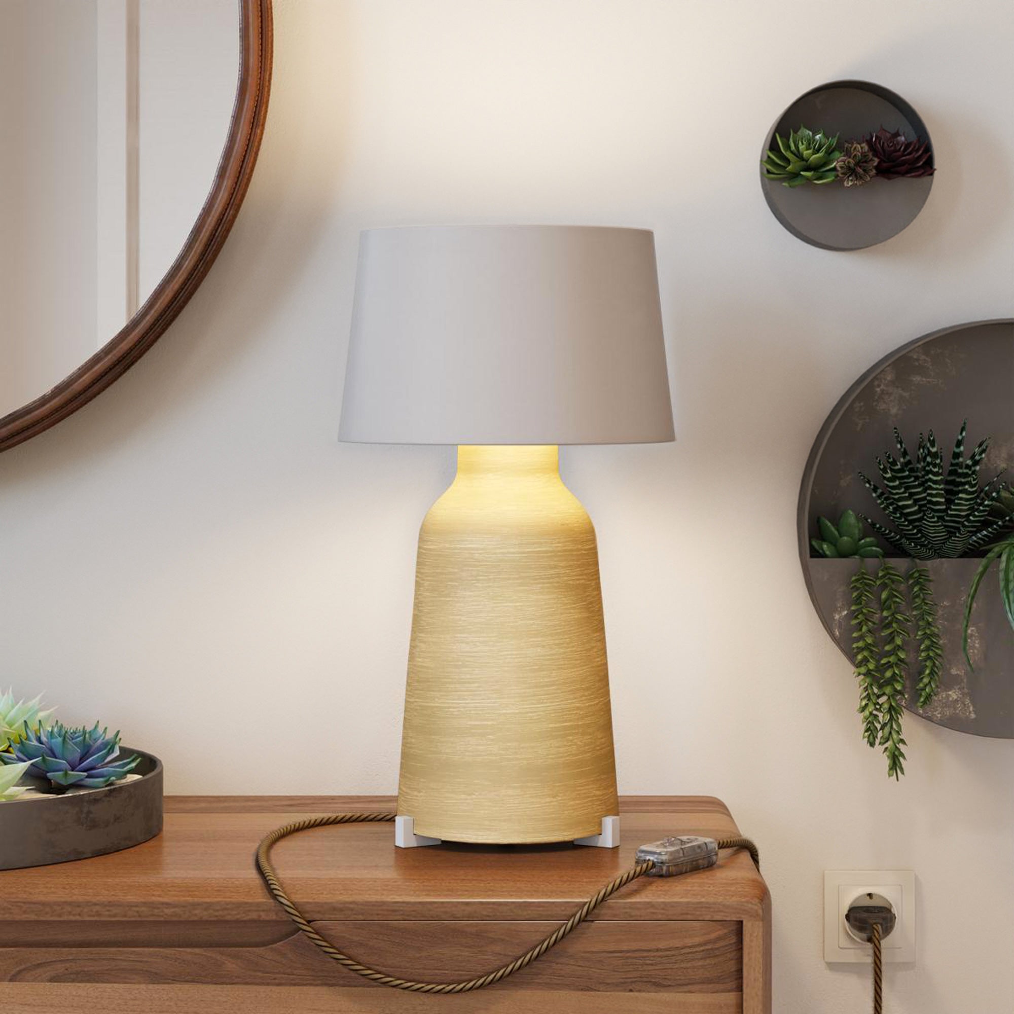 Kit piedini in legno, supporto per lampada da tavolo - Bianco