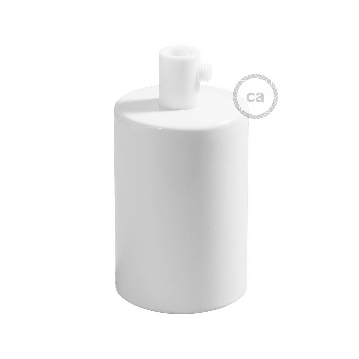 Kit portalampada E27 cilindrico in metallo - Bianco lucido Cilindrico