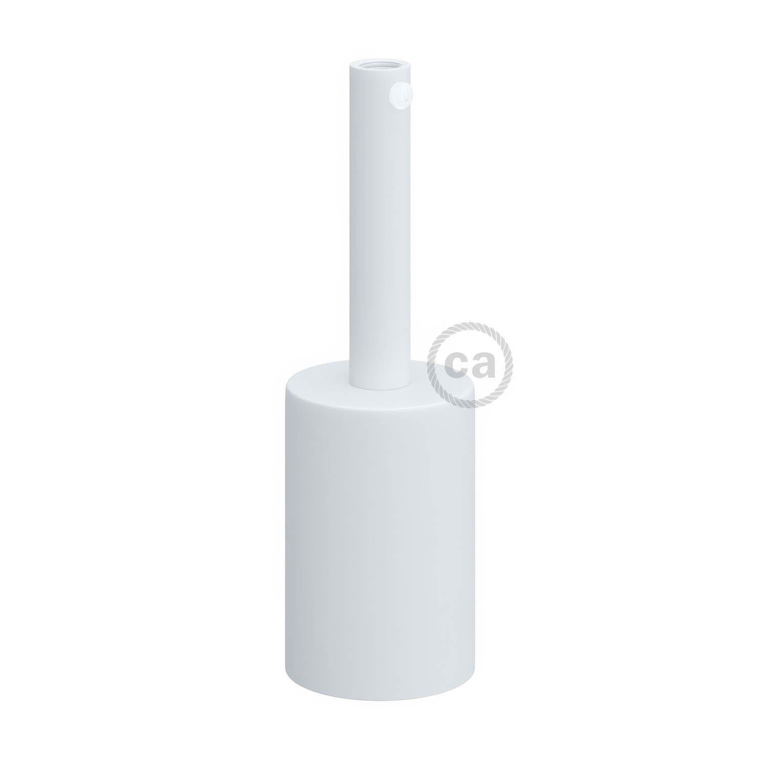 Kit portalampada E27 cilindrico in metallo con serracavo da 7 cm - Bianco opaco