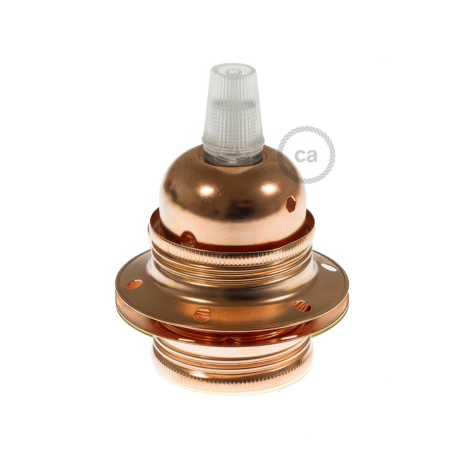 Kit portalampada E27 in metallo con doppia ghiera per paralume - Rame Conico