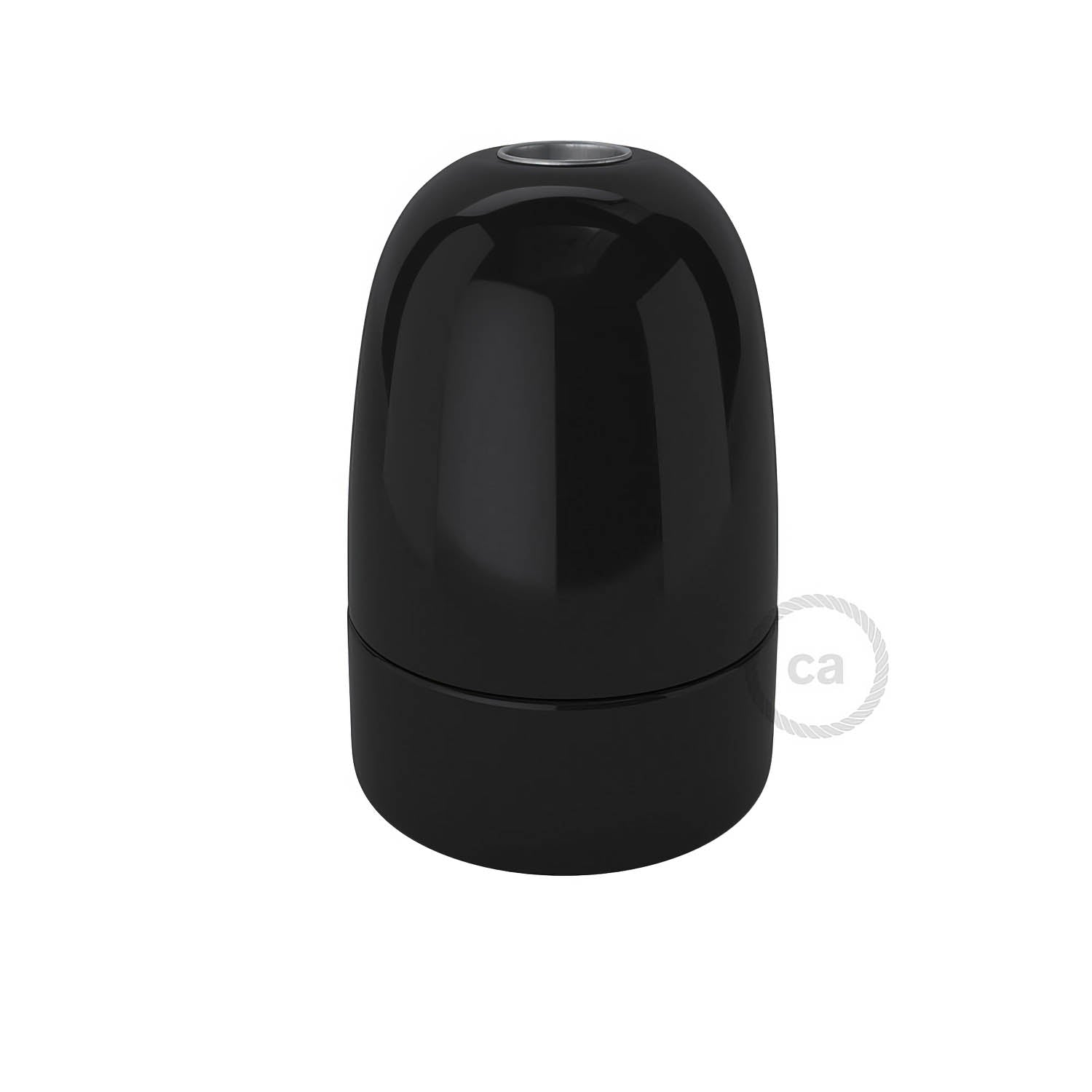 Kit portalampada E40 in porcellana - Nero