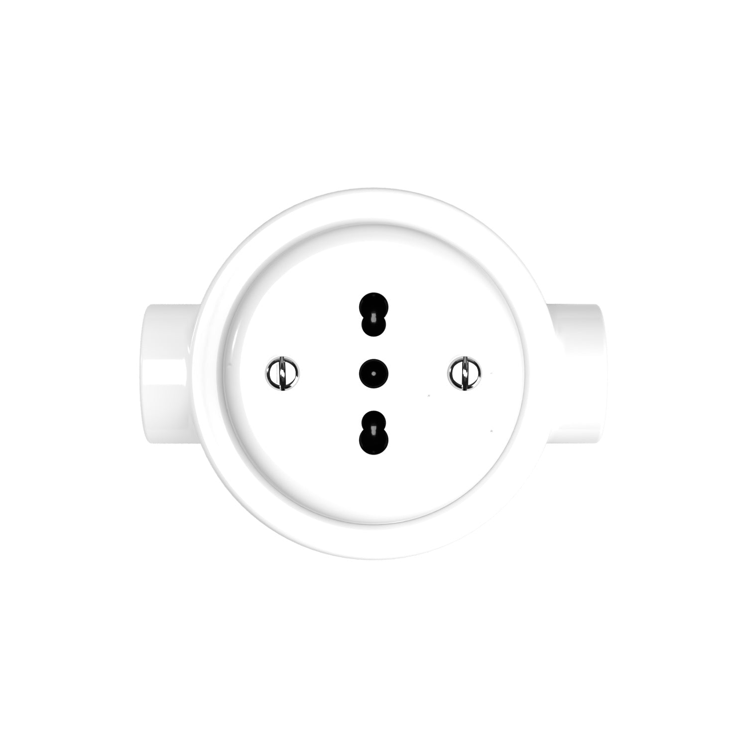 Kit presa bipasso italiana 10/16A da parete e base per Creative-Tubes in porcellana - Bianco 2 in linea