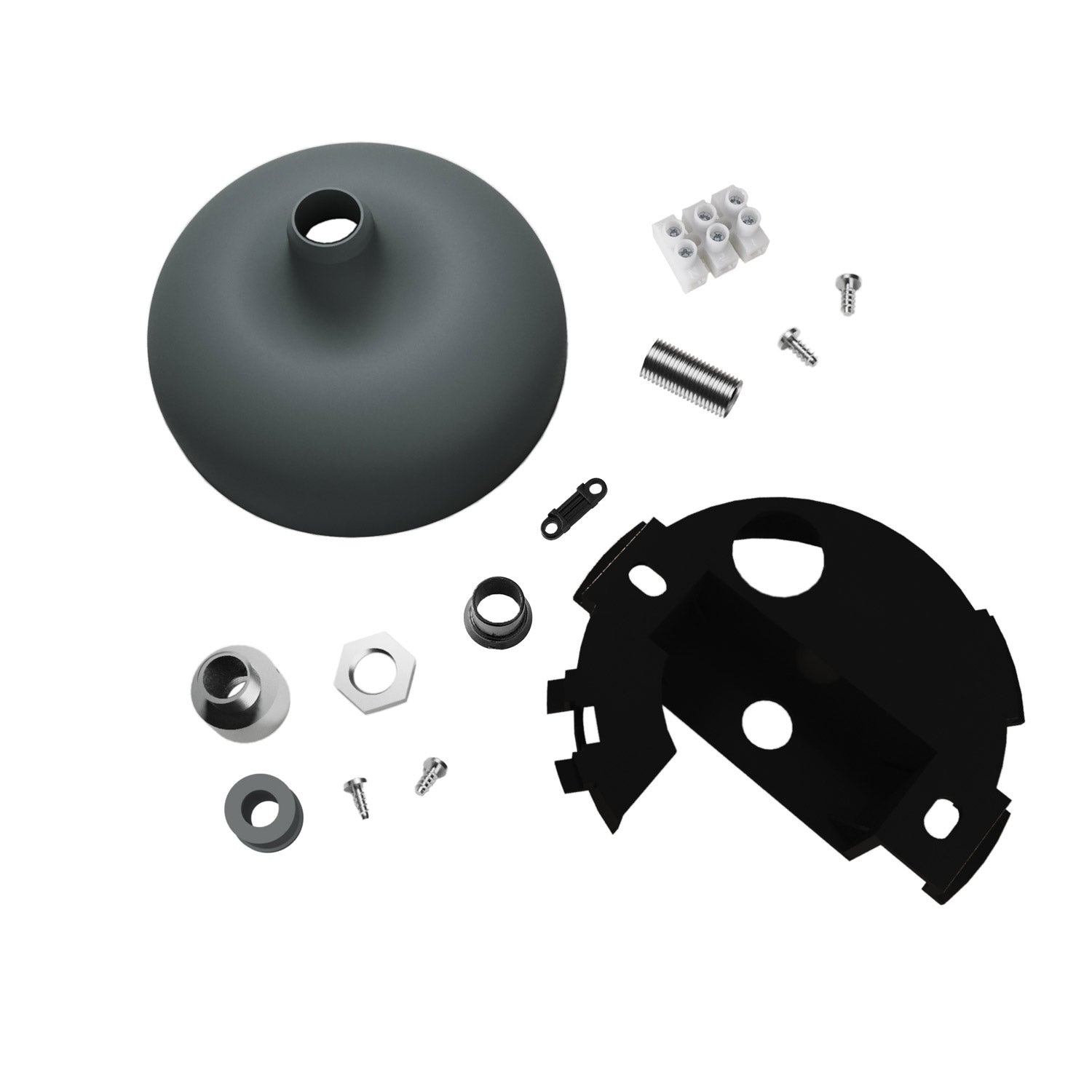 Kit rosone in silicone con foro centrale e predisposizione per foro laterale - Grigio