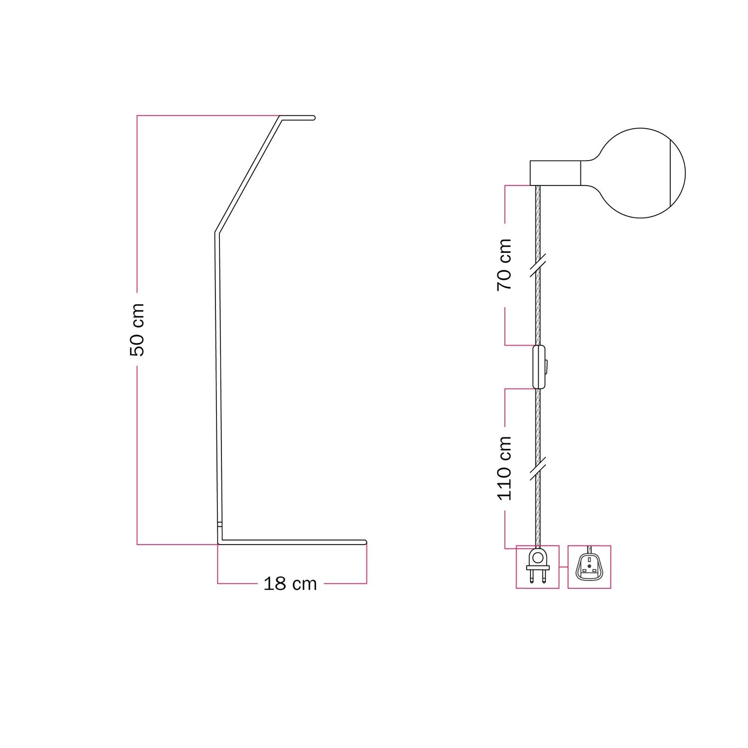 Koso Lucia - Lampada da tavolo con spina UK - Panna