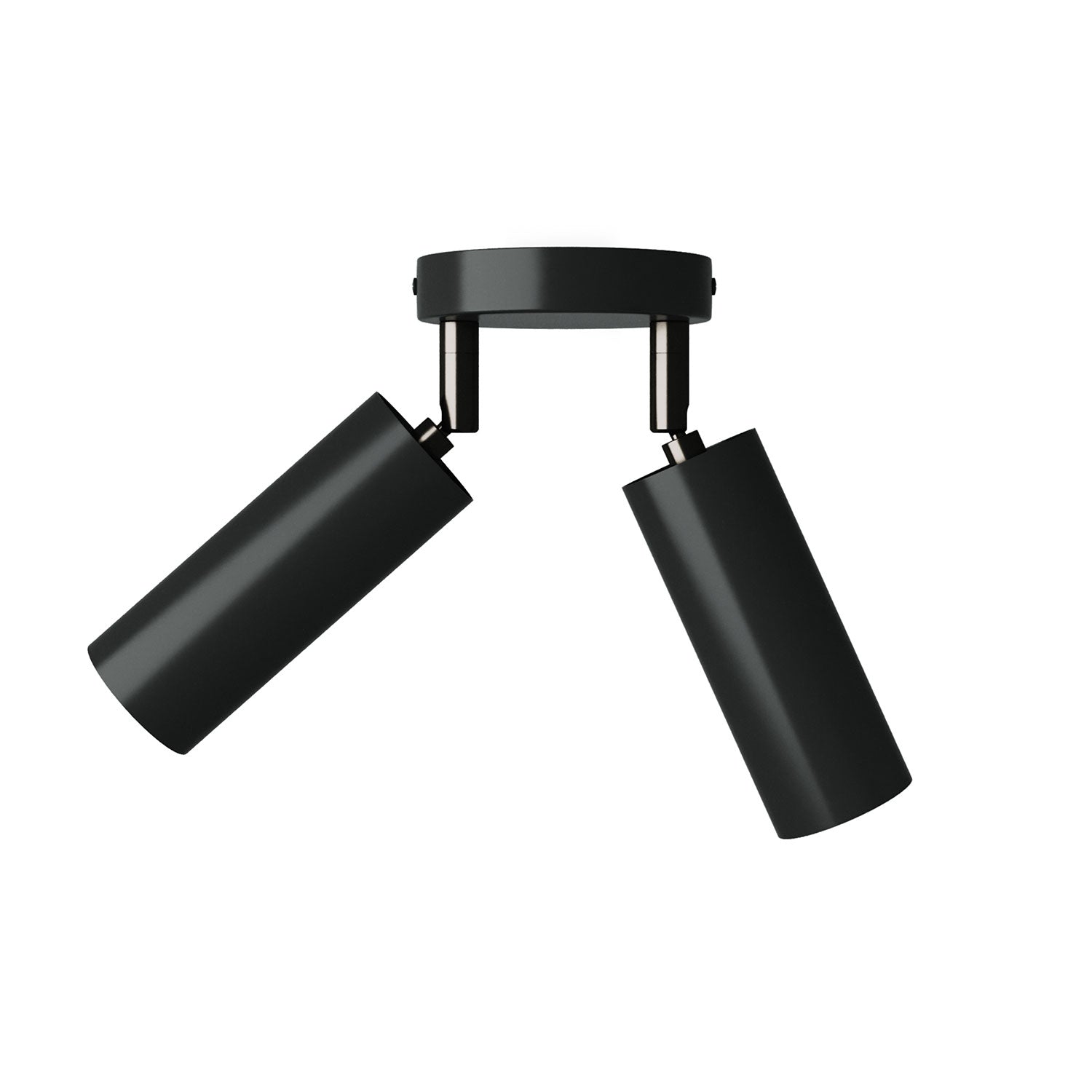 Lampada a 2 faretti con paralume Tub - E14 e rosone tondo - Nero - Creative Cables