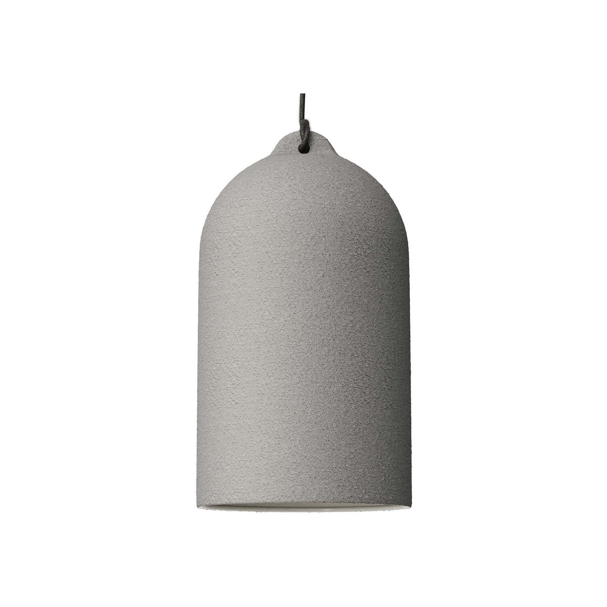 Lampada a sospensione completa di cavo tessile e paralume Campana XL in ceramica - Effetto cemento