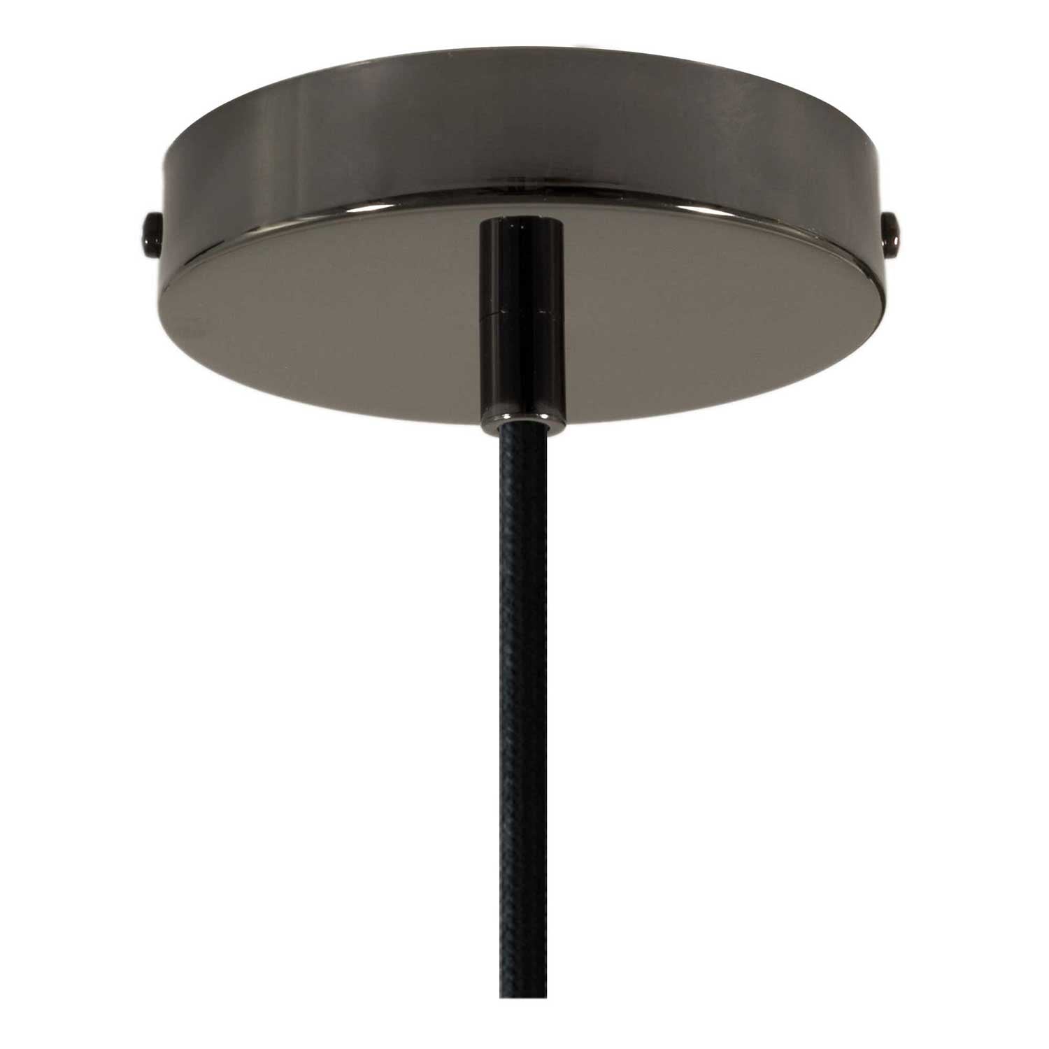 Lampada a sospensione completa di cavo tessile, paralume Bistrot e finiture in metallo - Nero