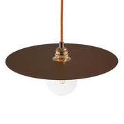 Lampada a sospensione completa di cavo tessile, paralume oversize Ellepi e finiture in metallo - Effetto corten