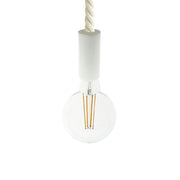 Lampada a sospensione completa di cordone nautico 2XL 24 mm con finiture in legno verniciato - Bianco