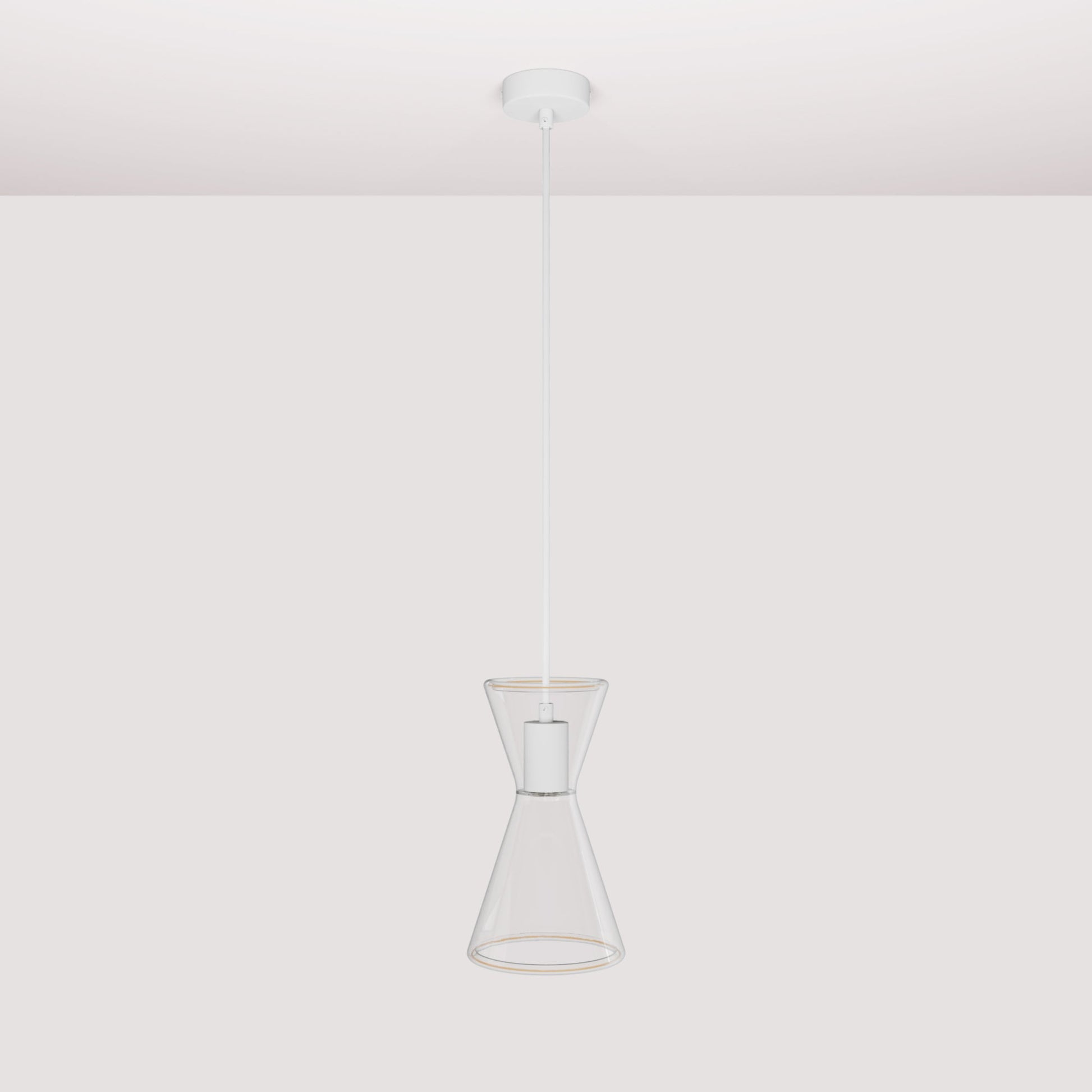 Lampada a sospensione con lampadina Ghost Doppio cono - Bianco opaco