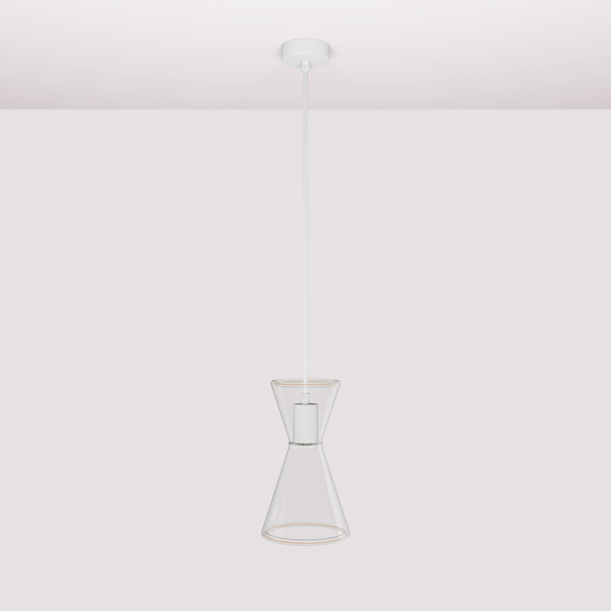 Lampada a sospensione con lampadina Ghost Doppio cono - Bianco opaco