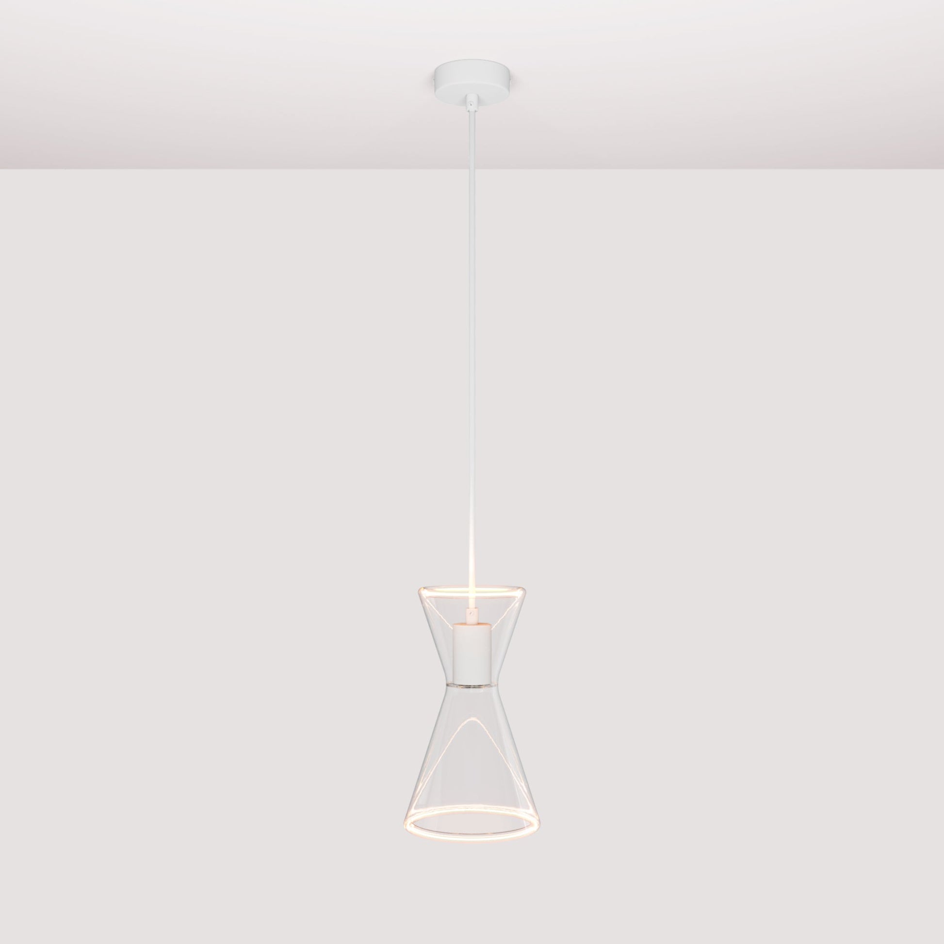 Lampada a sospensione con lampadina Ghost Doppio cono - Bianco opaco