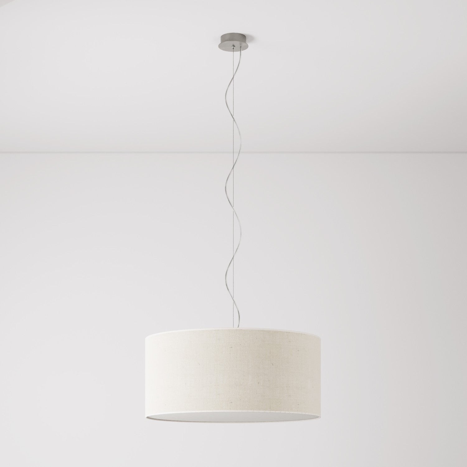 Lampada a sospensione con paralume in tessuto Cilindro Large - Made in Italy - Juta Chiara Si