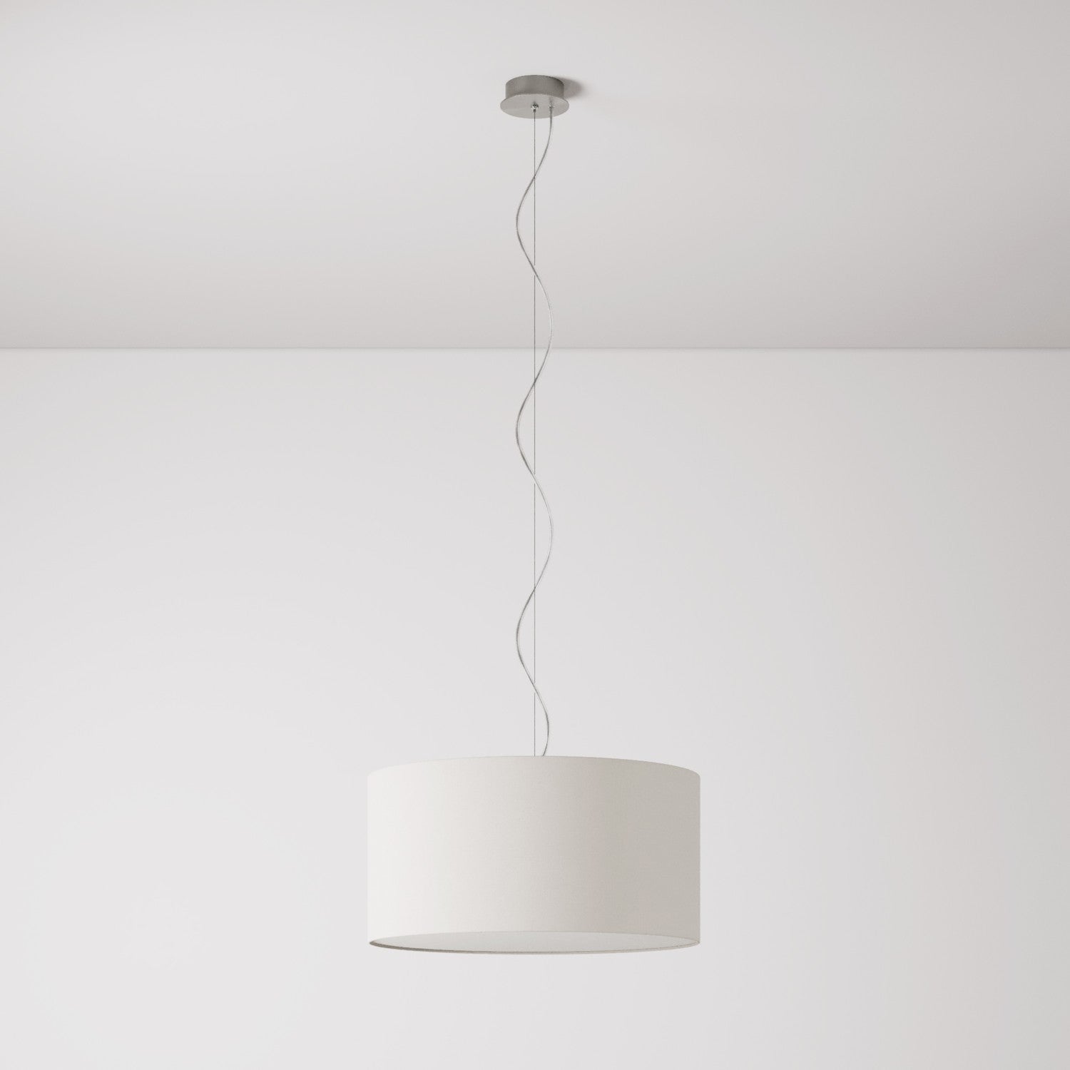 Lampada a sospensione con paralume in tessuto Cilindro Medium Arenal sabbia - Made in Italy Si