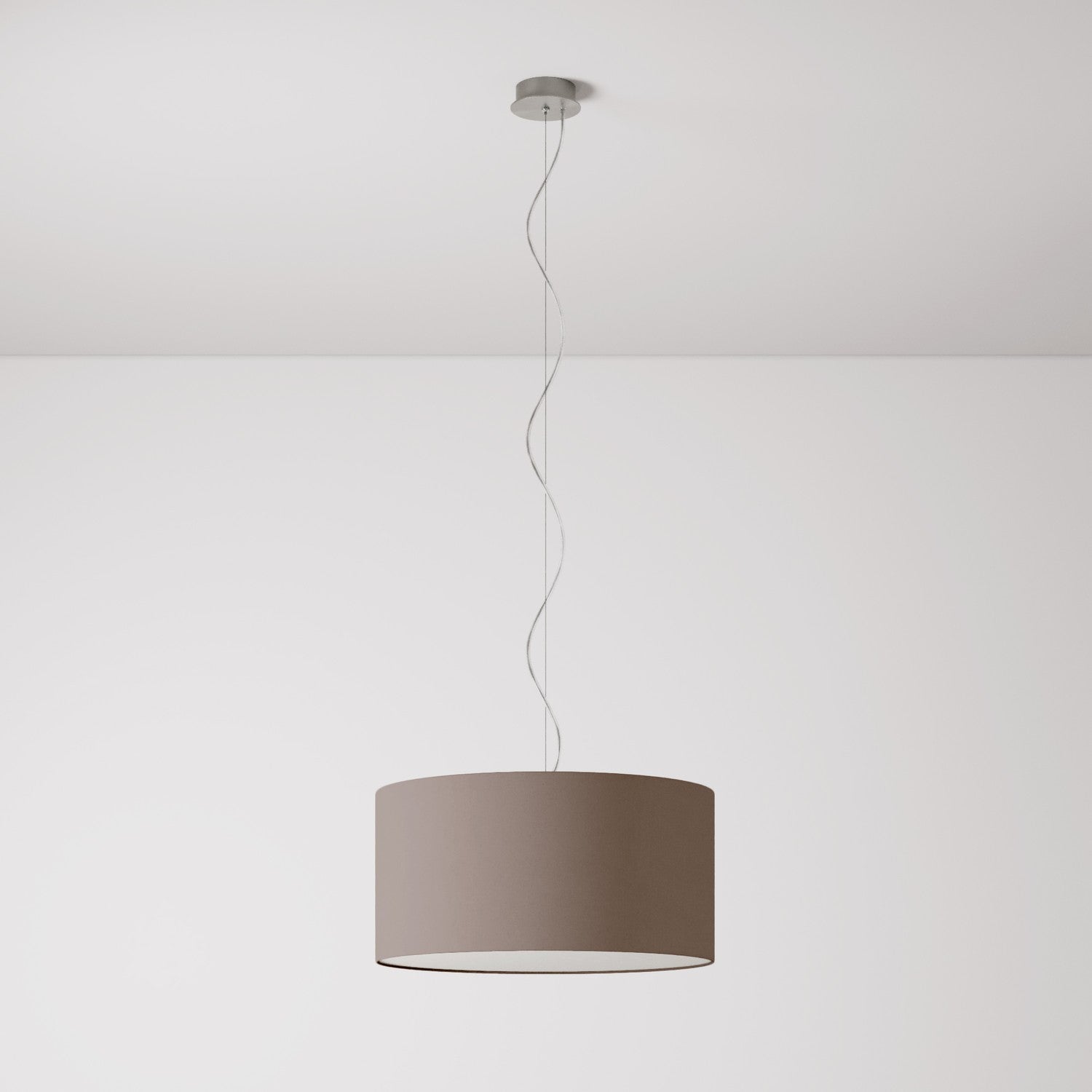 Lampada a sospensione con paralume in tessuto Cilindro Medium - Made in Italy - Arenal Cenere Si