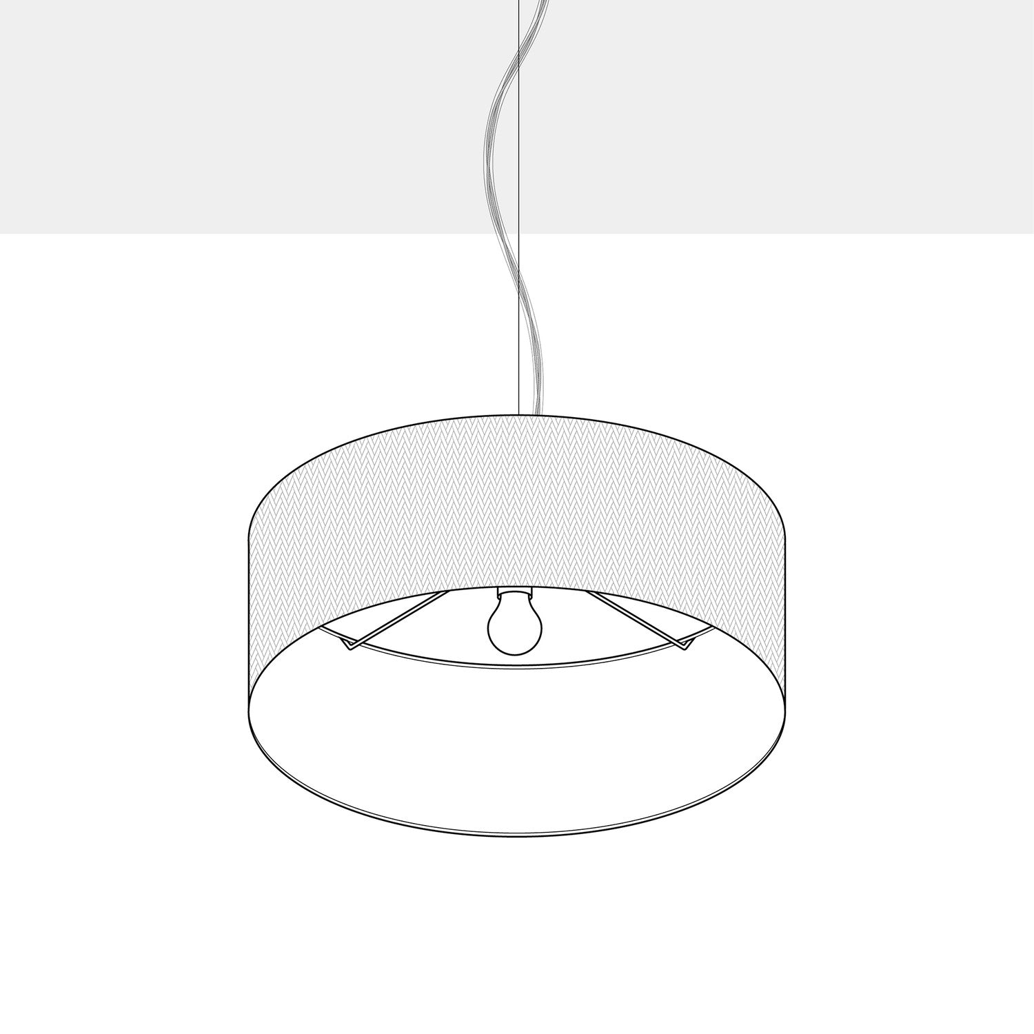 Lampada a sospensione con paralume in tessuto Cilindro Medium - Made in Italy - Lana Blu No