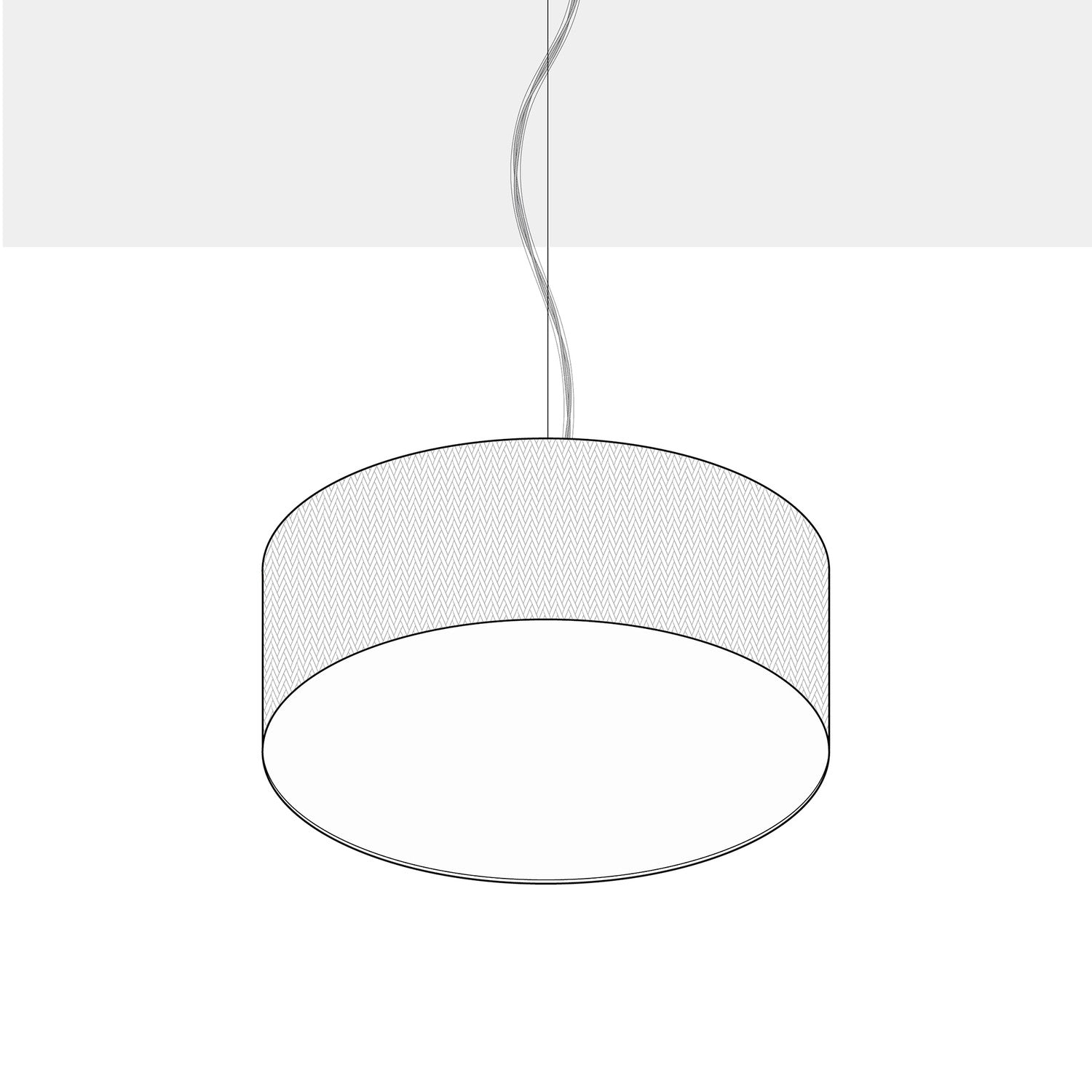 Lampada a sospensione con paralume in tessuto Cilindro Medium - Made in Italy - Lana Blu Si