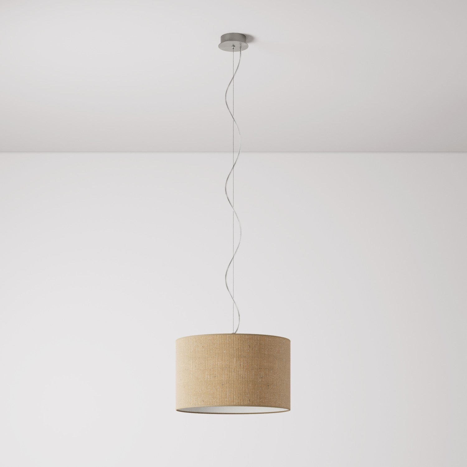 Lampada a sospensione con paralume in tessuto Cilindro Small - Made in Italy - Juta Naturale No