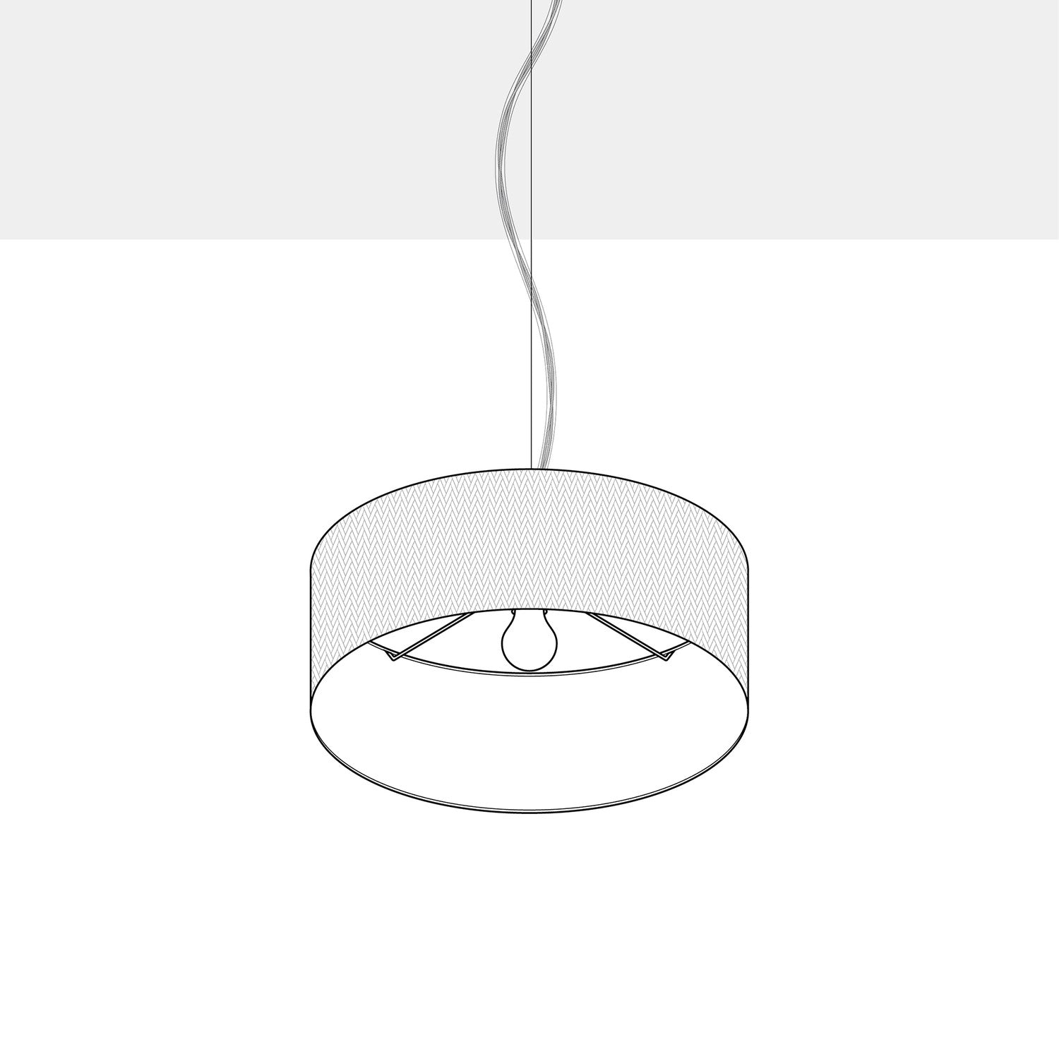 Lampada a sospensione con paralume in tessuto Cilindro Small Teletta rosso - Made in Italy No