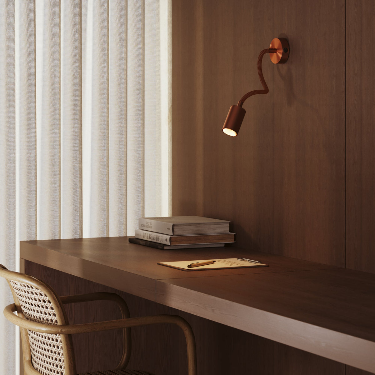 Lampada da parete o soffitto con faretto GU10 Bispot e braccio orientabile Flex 30 cm - Rame satinato Si Si