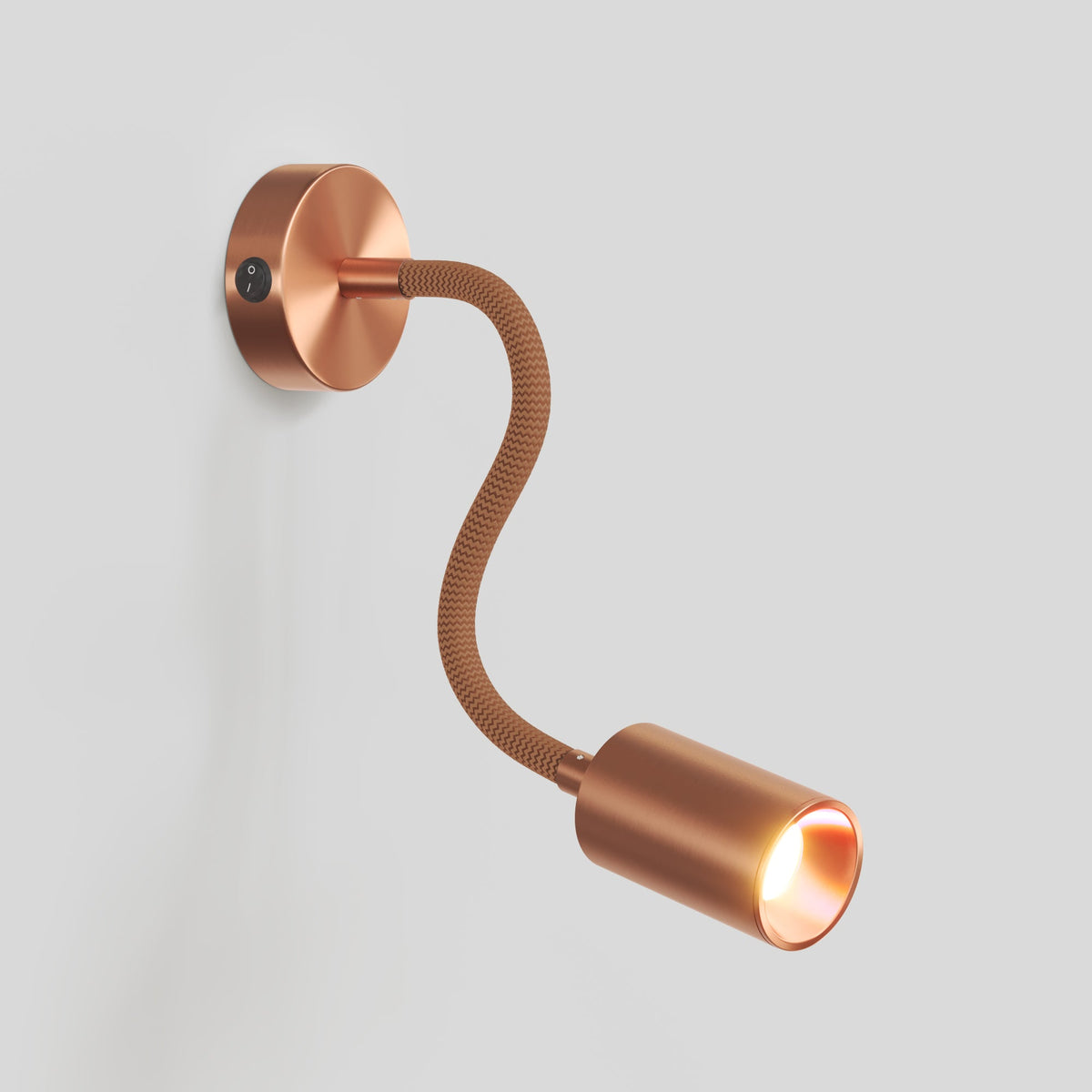 Lampada da parete o soffitto con faretto GU10 Bispot e braccio orientabile Flex 30 cm - Rame satinato Si Si