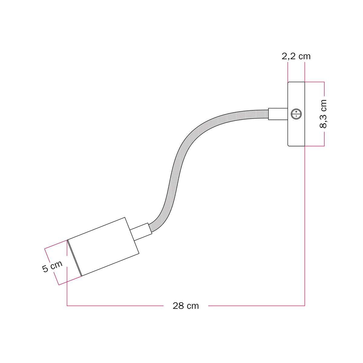 Lampada da parete o soffitto con faretto GU10 Bispot e braccio orientabile Flex 30 cm - Rame satinato Si No
