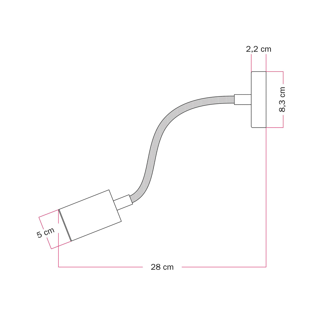 Lampada da parete o soffitto con faretto GU10 Bispot e braccio orientabile Flex 30 cm - Rame satinato Si Si