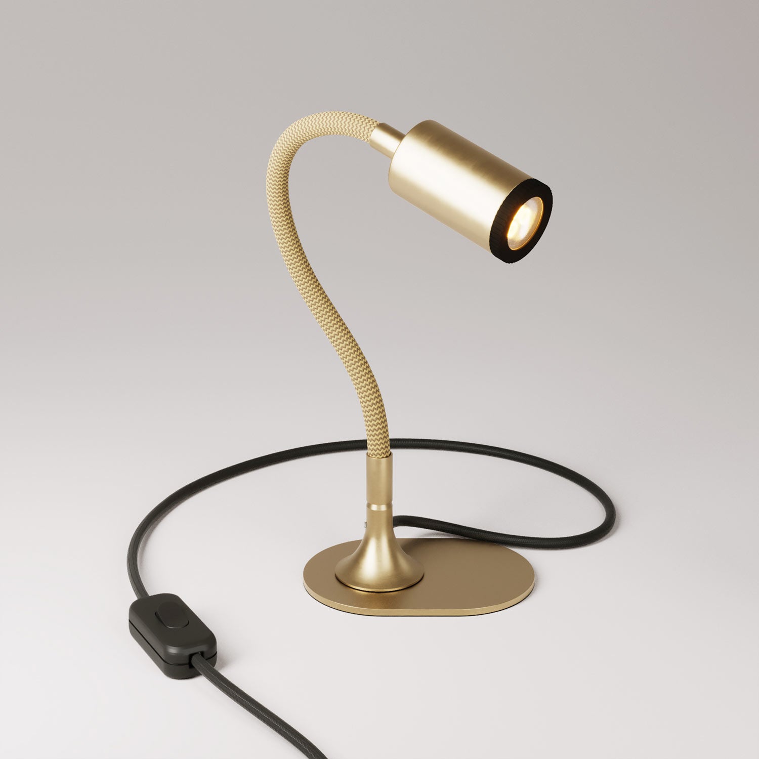 Lampada da scrivania MAG - Y con Flex, base metallica ovale e luce spot - Bronzo satinato - Creative Cables