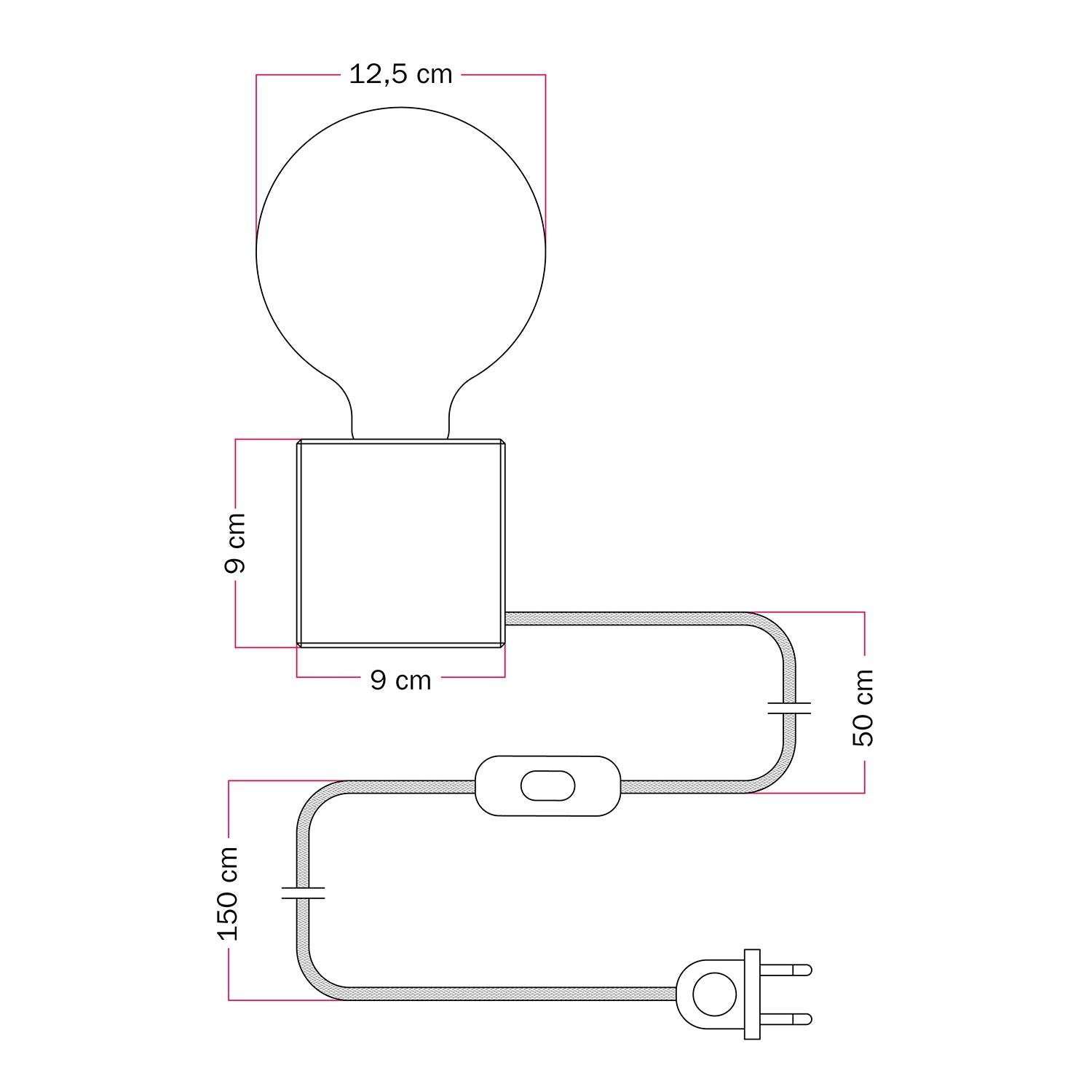 Lampada da tavolo Cubetto "Bimbi c’è l’onde" con lampadina globo effetto porcellana - Tuttapolpa