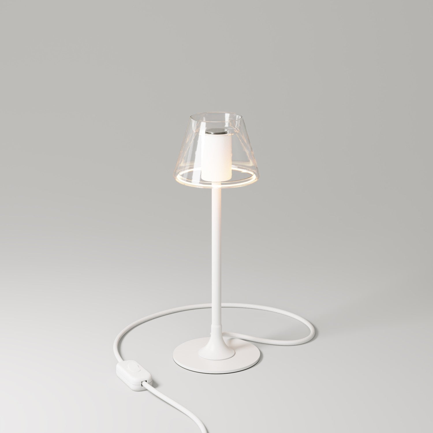 Lampada da tavolo MAG-Y G07 con base metallica tonda - Bianco Opaco