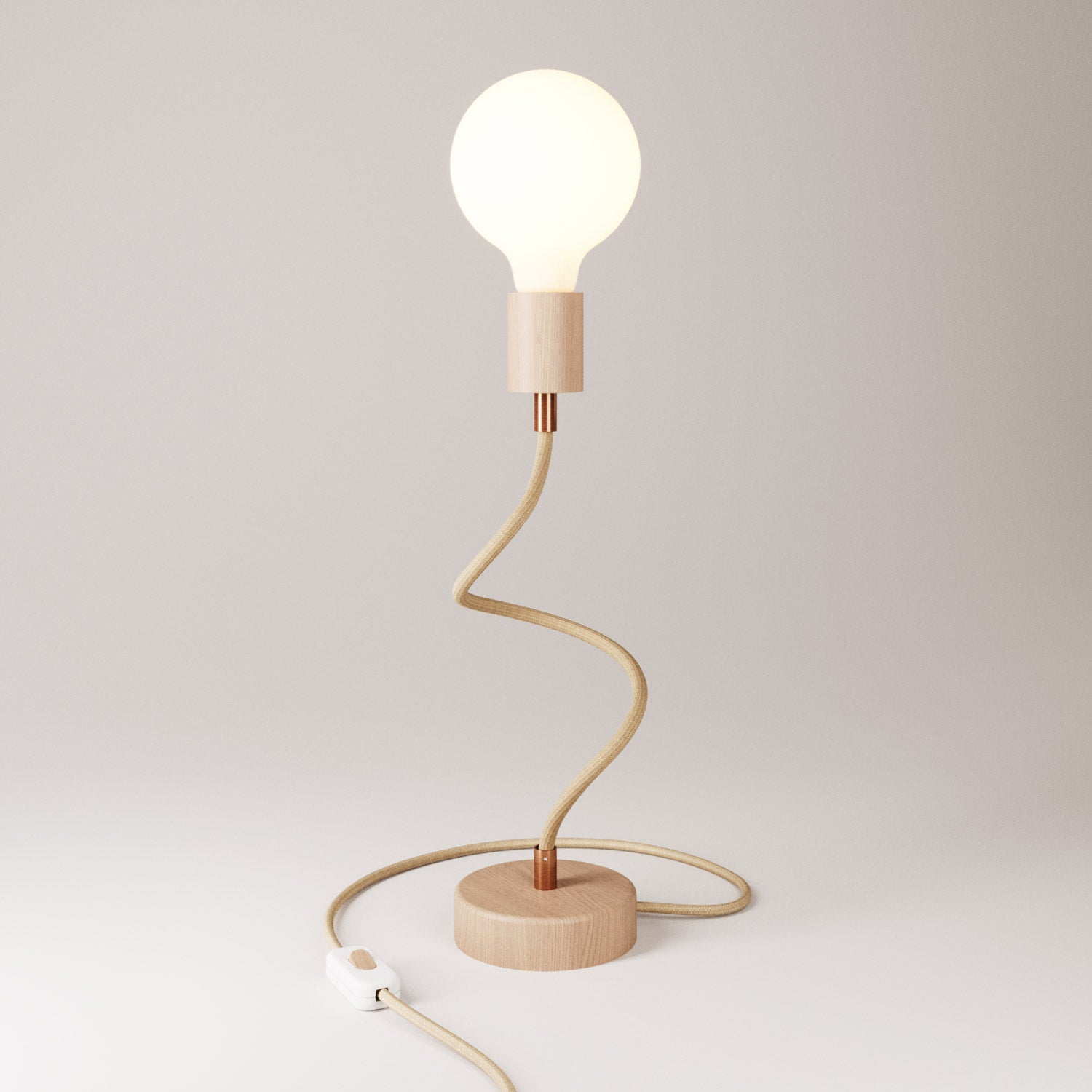 Lampada da tavolo snodabile in legno a luce diffusa - Table Flex Wood - Neutro - Creative Cables