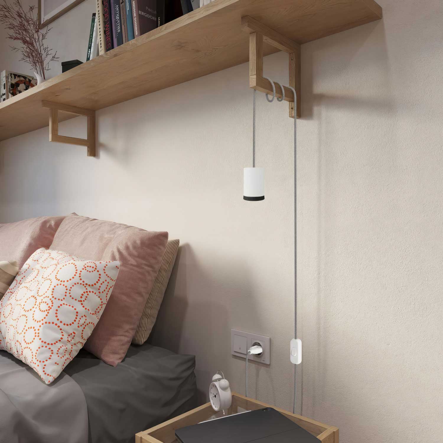 Lampada faretto Mini Spotlight GU1d0 con cablaggio SnakeBis - Bianco opaco