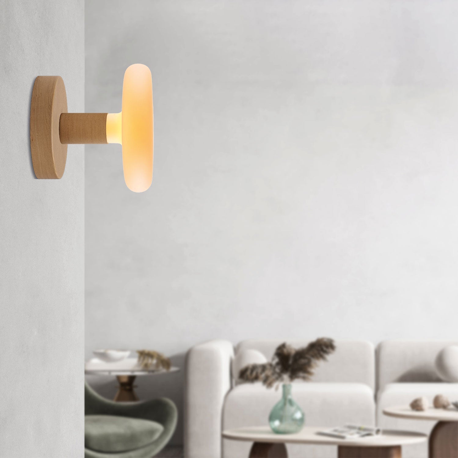Lampada Fermaluce in legno con lampadina Dash - Neutro