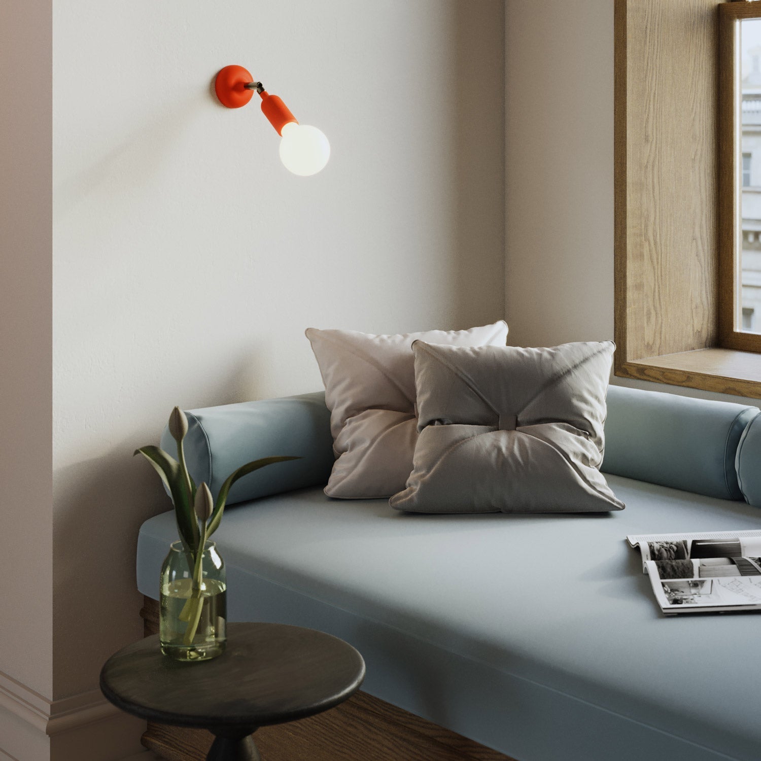 Lampada Fermaluce in silicone con snodo e con interruttore incorporato - Arancione